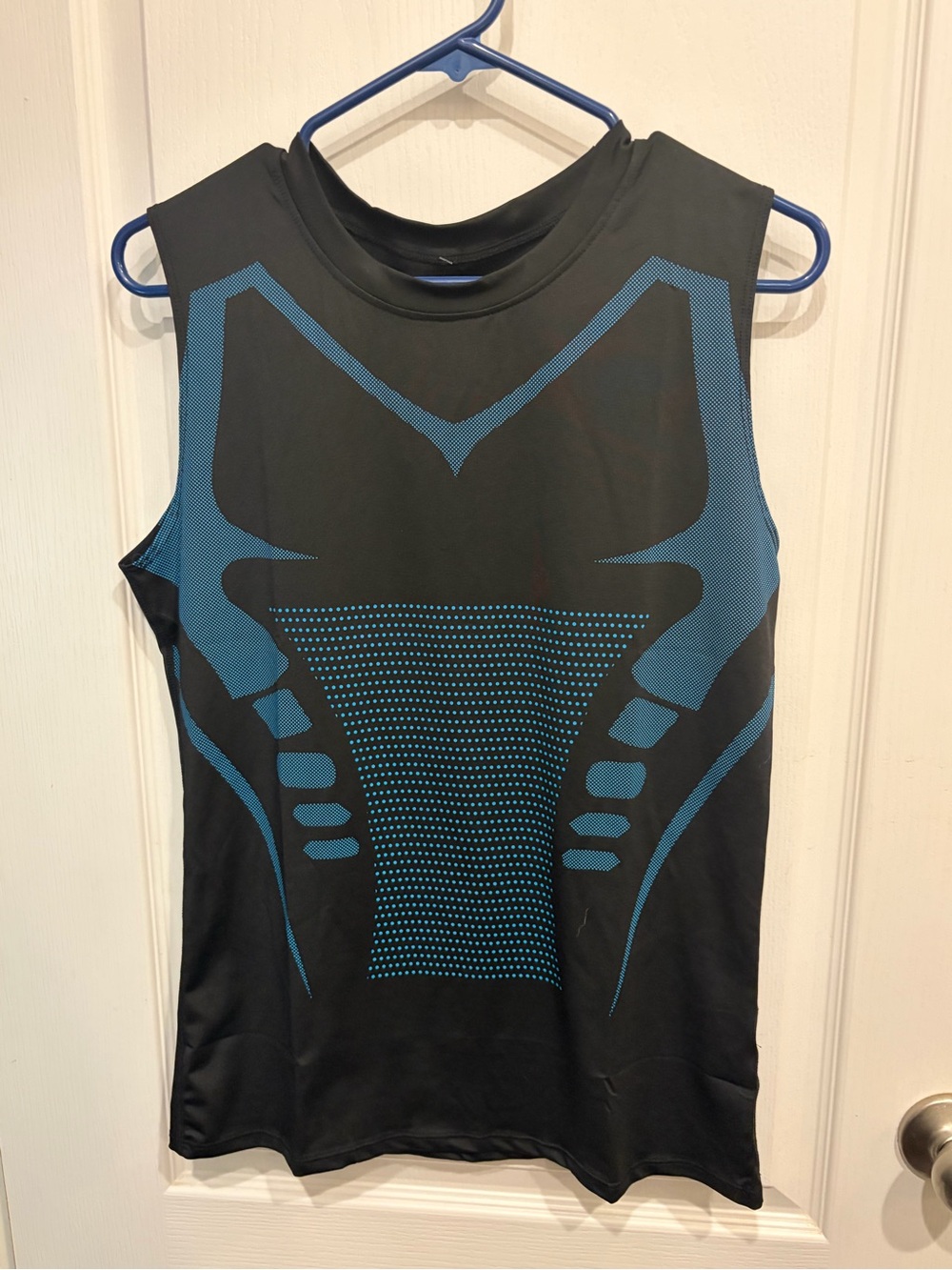 Women’s Black Sleeveless Athletic Tank Top with Teal Graphic